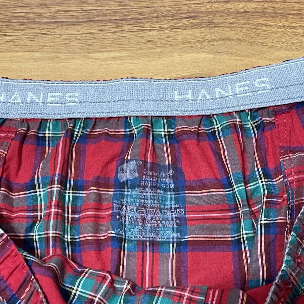 VTG Hanes Cotton‎ Full Cut Boxer Short Mens 2XL Boxers Comfort Flex Red Plaid